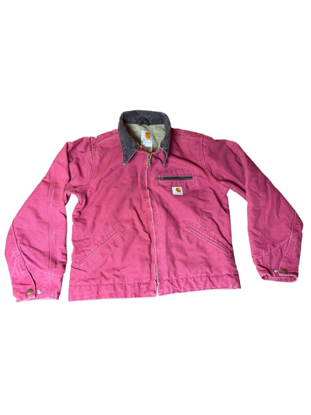 Carhartt WJ097 RBY Womens Sherpa-Lined Canvas Jacket Raspberry Distressed Size S